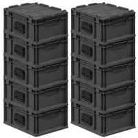 Proregal Supersparset 10x Eurobox Nextgen Portable HxBxT 18,5x30x40cm 16 Liter Schwarz Eurobehälter Transportbox Transportbehälter