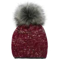 StyleBREAKER Bommelmütze "Bunt gemusterte Bommelmütze mit Glitzerfaden" 1 Stk.