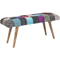 FineBuy Sitzbank Bettbank Samt 117 cm Patchwork Flurbank Polsterbank Bank Modern
