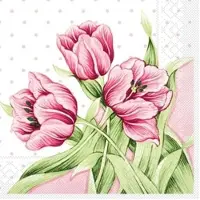 Mank Serviette Tissue Elsa, 33 x 33 cm, 100 Stück - Tulpen Blumen Blüten