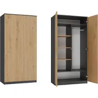 MUBLIG Kleiderschrank Wolfgang Artisan-Eiche / Anthrazit 90 cm mit 2 Türen