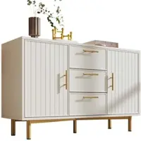 Merax Kommode, Weiß Türkommoden mit Schubkasten, Verstellbare Ablage, für Wohnzimmer Schlafzimmer, Weiß-H75/B120/T40 cm