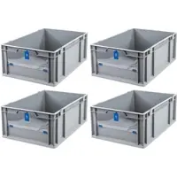 Proregal 4x Eurobox NextGen Insight Cover | HxBxT 22x40x60 | 44 Liter | Niedrig/Blau | Eurobehälter, Transportbox, Transportbehälter