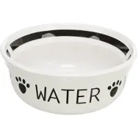 Trixie Drinkbak Hond Water Keramiek Wit / Zwart - 250 Ml 13 Cm