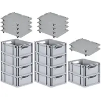 Proregal Spar Set 10x Eurobox Nextgen Economy Mit Auflagedeckel & 4x Schiebeschnappverschlüsse Schwarz Griffe Offen HxBxT 17 x 30 x 40 cm 16 Liter