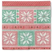 Sovie HORECA Serviette Chriss in Rot-Grün aus Tissue 40 x 40 cm, 100 Stück - Weihnachten Eiskristalle