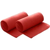 Wometo 2er Set Polar- Fleecedecke 130x160 cm ca. 400g wertiges Gewicht OekoTex mit Anti-Pilling Kettelrand Farbe rot