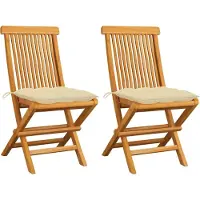 vidaXL Möbel Outdoor Relaxsessel,Balkonstuhl Gartenstühle mit Cremeweißen Kissen 2 Stk. Massivholz Teak DE19452