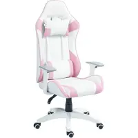 HOMCOM Gaming Stuhl Bürostuhl Ergonomisch mit Lendenkissen, Kopfkissen Rosa