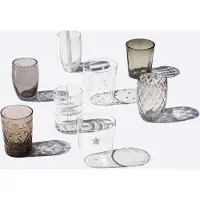 Zafferano 6er-Set Schmelztiegel, zweifarbig transparent und grau, dekoriertes Glas für einen eleganten, modernen und einzigartigen Tisch