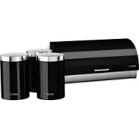 Briebe BB1161 Set aus Brotkasten +3 Küchenvorratsdosen aus Robustem Edelstahl Modernes Design Schwarz/Edelstahl