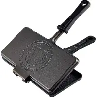 Victoria 33804 Sandwichtoaster Eingebrannte Gusseisen 27x14cm, Doppelseitige Sandwichpfanne Schwarz