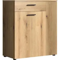 Ebuy24 Garderobe PureBliss Kommode, Evoke Eiche Melamin/Schwarz, B/H/T ca. 80/89/36 cm
