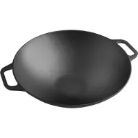 Victoria Wok Gusseisenpfanne Induction 35cm für Feuer, Grill Cast Iron Skillet ohne PTFE