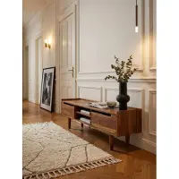KADIMA DESIGN Lowboard Sheesham Massivholz 145x43x35 cm TV-Kommode mit zwei Türen, Design TV-Schrank Hoch, Fernsehtisch Fernsehschrank Modern, Fernsehkommode Wohnzimmer