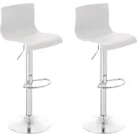 DELUKE 2er Set Barhocker PESAN - Kunststoff Weiß 39x36x84 cm Silber | Barstuhl Höhenverstellbar Mit Lehne Drehbar Tresenhocker Tresenstuhl Kneipenhocker