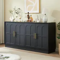 STILVORA Sideboard mit großem Stauraum und gewölbter Front, 169 cm TV-Schrank mit moderner Vitrinenfunktion, Aufbewahrungsschrank für Wohnzimmer, Küche, Esszimmer und Flur