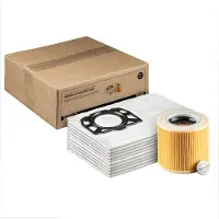 SQOON 10 Staubsaugerbeutel + Filter für Kärcher WD2 und WD3 | passend für KFI 357, 487, KFI 3310 | Nass Trockensauger