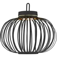 JUST LIGHT LED Akku Pendel-/Tischleuchte, schwarz, Touchdimmer, D 36 cm