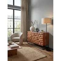KADIMA DESIGN Sideboard 145x81x45 cm Sheesham Massivholz / Metall Anrichte, Kommode mit zwei Türen, Kommodenschrank Holz Industrial, Standschrank Wohnzimmer mit Schubladen