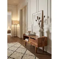 KADIMA DESIGN Lowboard Sheesham Massivholz 95x44x34 cm TV-Kommode mit Schiebetür, Design TV-Schrank Hoch, Fernsehtisch Fernsehschrank Modern, Fernsehkommode Wohnzimmer