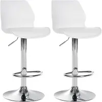 DELUKE 2er Set Barhocker BOSEN - Kunststoff Weiß 39x42x82 cm | Barstuhl Höhenverstellbar Mit Lehne Drehbar Tresenhocker Tresenstuhl Kneipenhocker