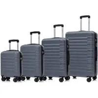 YONSLY Premium Reisekoffer TSA-Schloss,YKK-Reißverschluss Hartschalen-Koffer Kabinenkoffer Rollkoffer Suitcase Handgepäck (Grau, S-M-L-XL-Set)