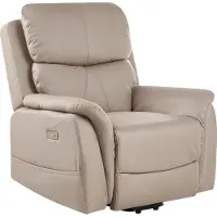 Beliani Sessel Taupe Stoff Elektrisch Verstellbar mit Armlehnen Fußablage Relaxfunktion USB-Port Massagefunktion Heizfunktion Modern Relaxsessel
