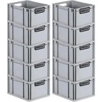 Proregal SparSet 10x Eurobox Nextgen Color HxBxT 22x30x40cm 20 Liter Griffe Schwarz Offen Grau Eurobehälter Transportbox Transportbehälter