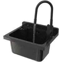 Granitan - Waschbecken - Ausgussbecken - 77x41x34 cm - Schwarz - mit Armatur GRADO und Siphon - LOMA