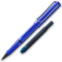 Lamy Tintenroller Safari Blau ROLL-INK Füller ergonomisch mit löschbare Füller Tintenpatrone blau