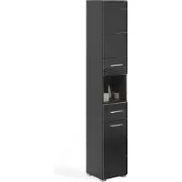 Freiraum Hochschrank >Linus< in Schwarz Hochglanz - 30x182x31cm (BxHxT)