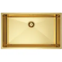VBChome Küchenspüle 74×44 cm Edelstahl Goldfarbe ohne Abtropffläche 1 Becken Einbauspüle Tiefe 21 cm Mindestunterschrank 80 cm Unterbauspüle