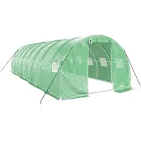 Helloshop26 - Gewächshauszelt für Pflanzen Blumen und Gemüse mit Stahlrahmen 24 m2 8 x 3 x 2 m grün 02_0044566