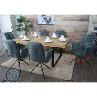 Mendler 6er-Set Esszimmerstuhl HWC-N99, drehbar Armlehne Auto-Return, Stoff/Textil Chenille (340g/m²) blau-grün