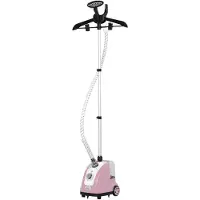 HOMCOM Vertikaler Dampfglätter, 1,4 l, 1950 W, 32 g/min Dampfleistung, Teleskopstange, Rosa/Schwarz