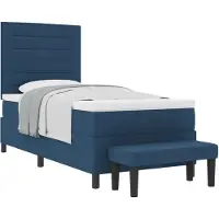 vidaXL Boxspringbett mit Kopfteil Blau 90 x 200 cm Stoff