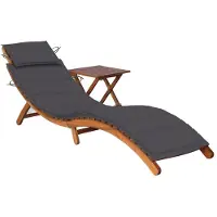 Helloshop26 - Sonnenliege Deckstuhl Sonnenbett Gartenbett Terrassenmöbel mit Tisch und Kissen Akazienholz 02_0012623