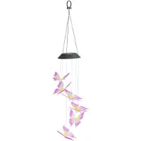 Maximex Lampka wtykowa do gniazdka Maximex Lampa solarna wisząca, motyle LED, dzwonek wietrzny, 78 cm