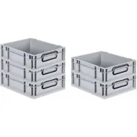 Proregal SparSet 5x Eurobox NextGen Color, HxBxT 12x30x40cm, 11 Liter, Griffe schwarz zu, Grau, Eurobehälter, Transportbehälter