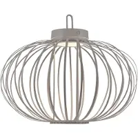 JUST LIGHT LED Akku Pendel-/Tischleuchte, greige, Touchdimmer, D 46 cm