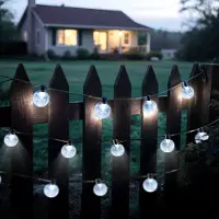Salcar Lichterkette Solar 5m 20 LED Kugel n Beleuchtung Party Weihnachtsdekoration, Kaltweiß Solar Lichterkette
