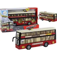 Leantoys Doppeldecker Stadtbus mit Licht und Sound Rot 1:16