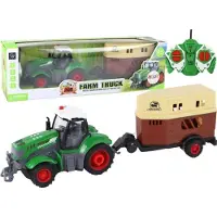 Lean Toys RC-Traktor, ferngesteuerter Traktor, Landwirtschaftsmaschine, Anhänger, Fernbedienung, Maßstab 1:24