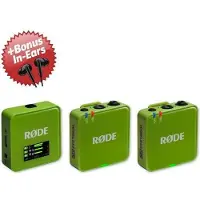 Rode Mikrofon-Funksystem Wireless GO Gen 3 Grün + Bonus In-Ear Kopfhörer