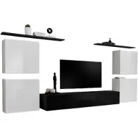 Meublorama AM-SWITCH 4-WS SW 4*7C/98KG, 2 Regale, 5 Tür(en), Schwarz, Mitteldichte Faserplatte (MDF), 400 mm, 3200 mm