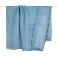 PAD Wohndecke "SYDNEY", light blau, B:150cm L:200cm, Mischgewebe, Wohndecken, Wohndecke, Made in Europe, Uni Farben, mit Fransen, 150x200 cm