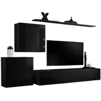 Meublorama AM-SWITCH 5-ZZ SW 5*4C/66KG, 2 Regale, 3 Tür(en), Schwarz, Mitteldichte Faserplatte (MDF), 400 mm, 2500 mm