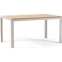 Idea New Garden Srl Rechteckiger Innentisch 150x90 cm mit Aluminiumgestell und Tischplatte in Holzoptik, ideal für Küche und Esszimmer–NOAH-Weiß/Holz