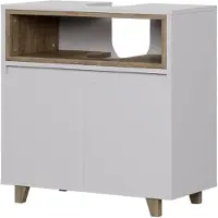 Markenlos Waschbeckenunterschrank Elnor, Weiß/Eiche, 60 x 61 cm mit 2 Türen